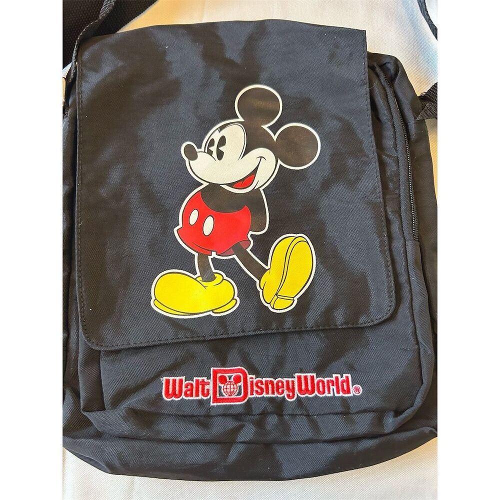 Vintage Disney World Mickey Mouse Crossbody Messenger Bag Black Medium - Picture 2 of 12